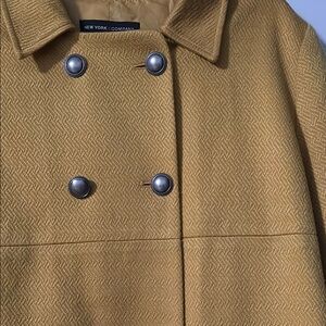New York & Company Gold Pea Coat with Textured Fabric